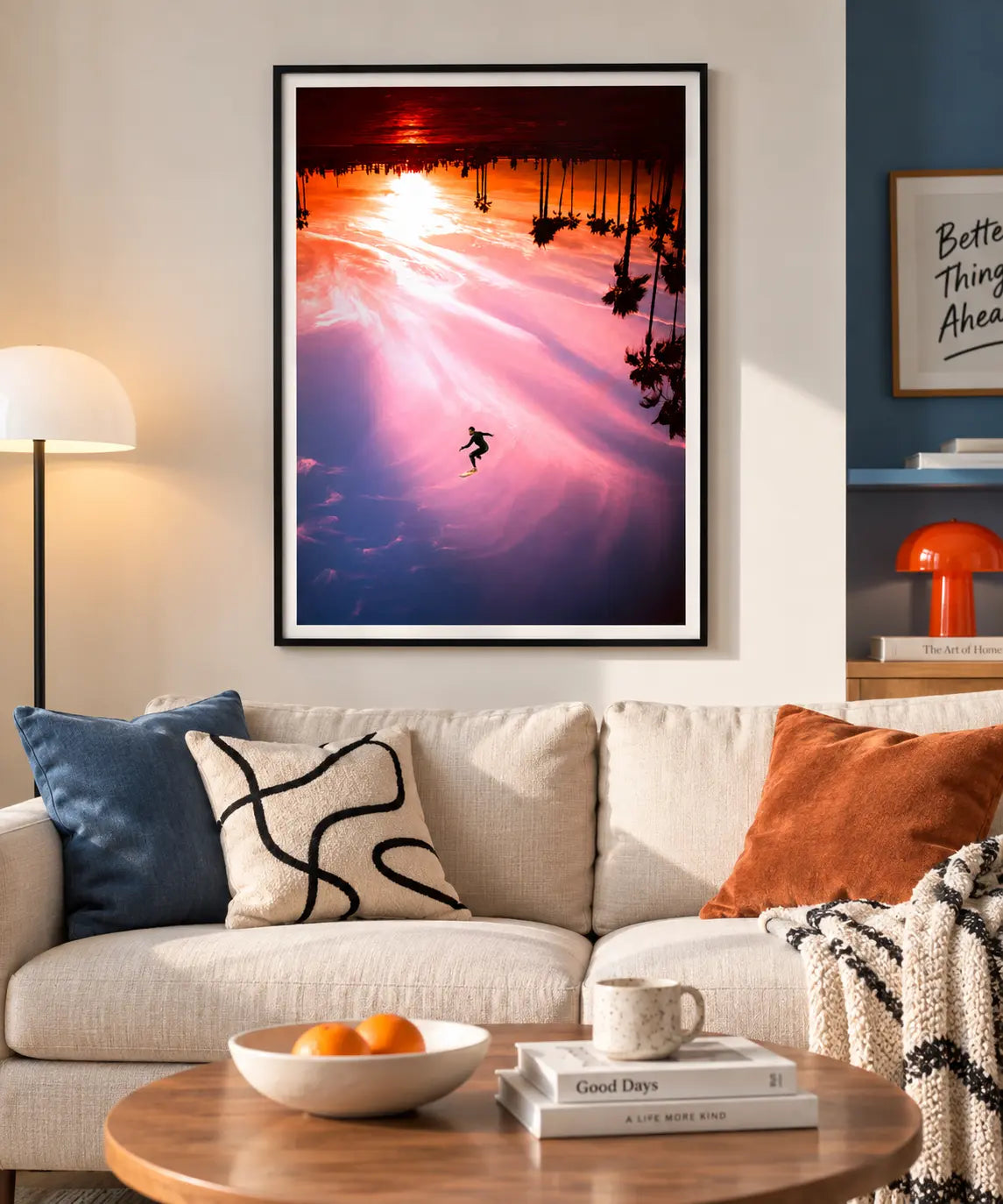 Surreal Sunset Surfer Sky Wall Art 2