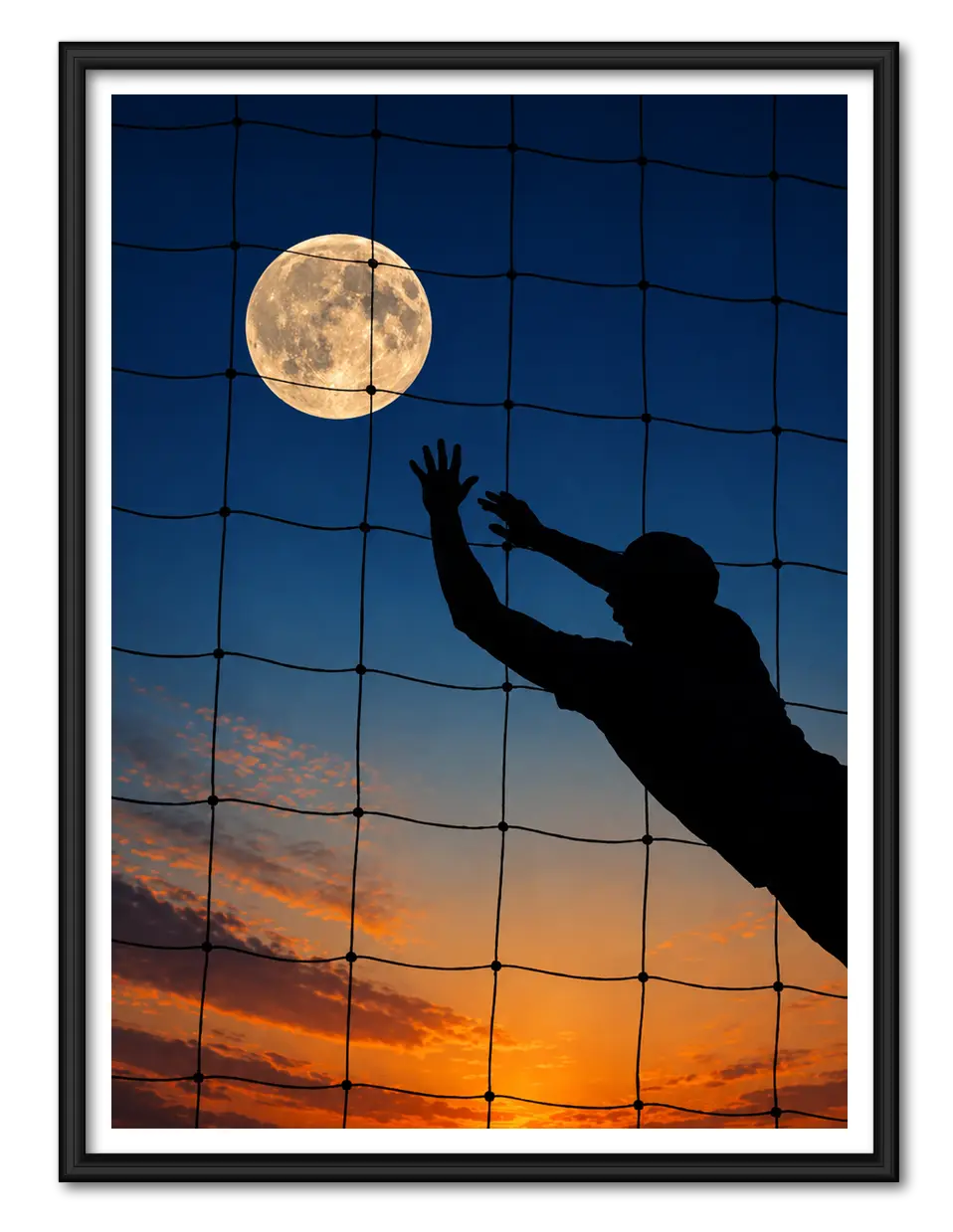 Moonlit Volleyball Silhouette Wall Art 1