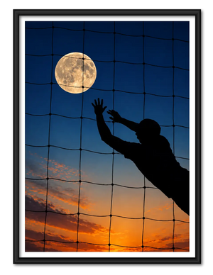 Moonlit Volleyball Silhouette Wall Art