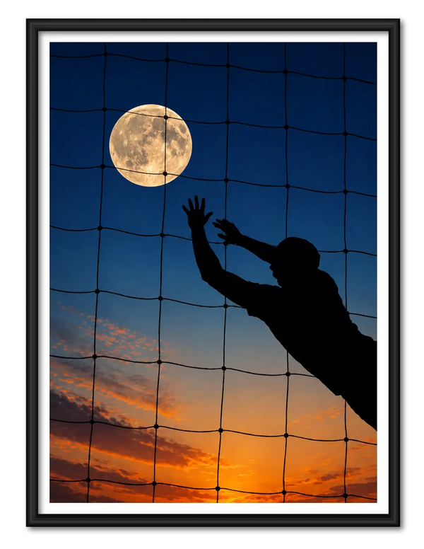 Moonlit Volleyball Silhouette Wall Art