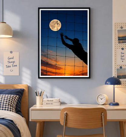 Moonlit Volleyball Silhouette Wall Art 4
