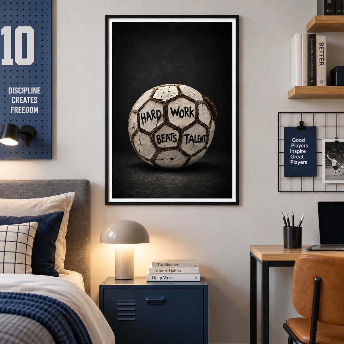 Hard Work Beats Talent Football Wall Art 3