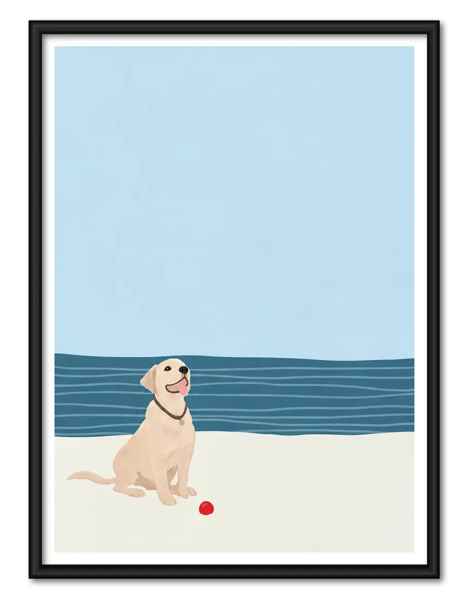 Beach Dog Minimal Illustration Wall Art 1