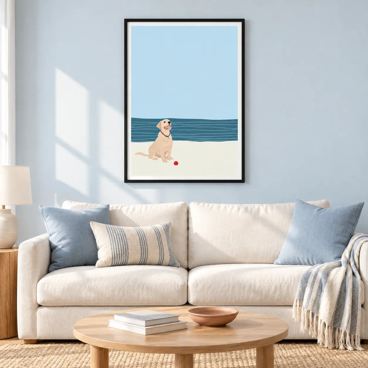 Beach Dog Minimal Illustration Wall Art 2