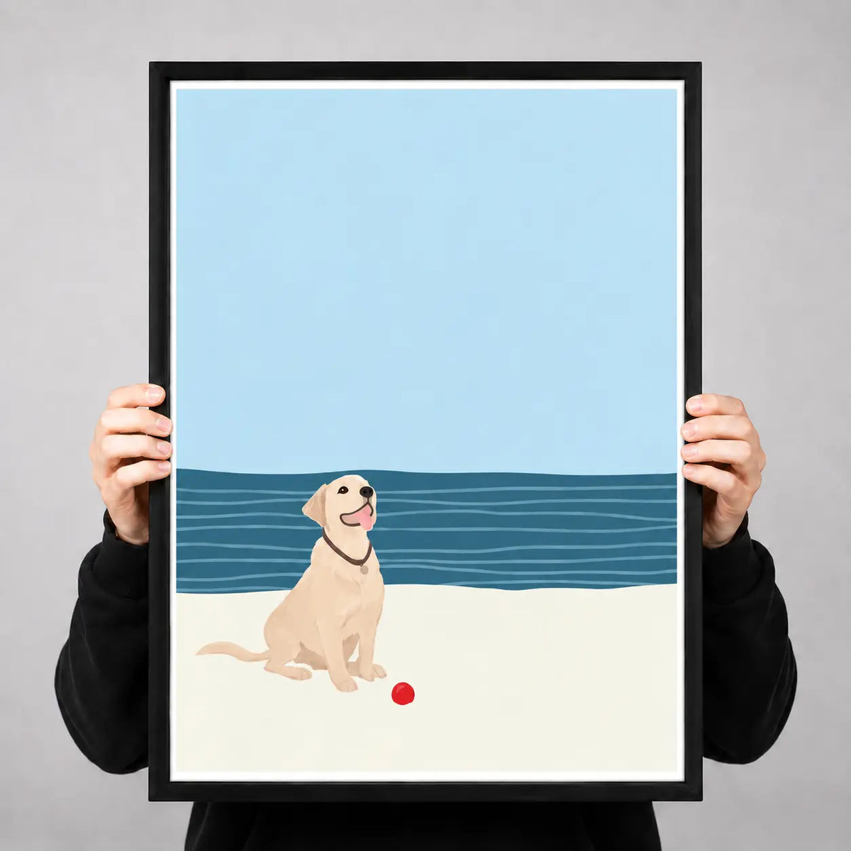 Beach Dog Minimal Illustration Wall Art 3