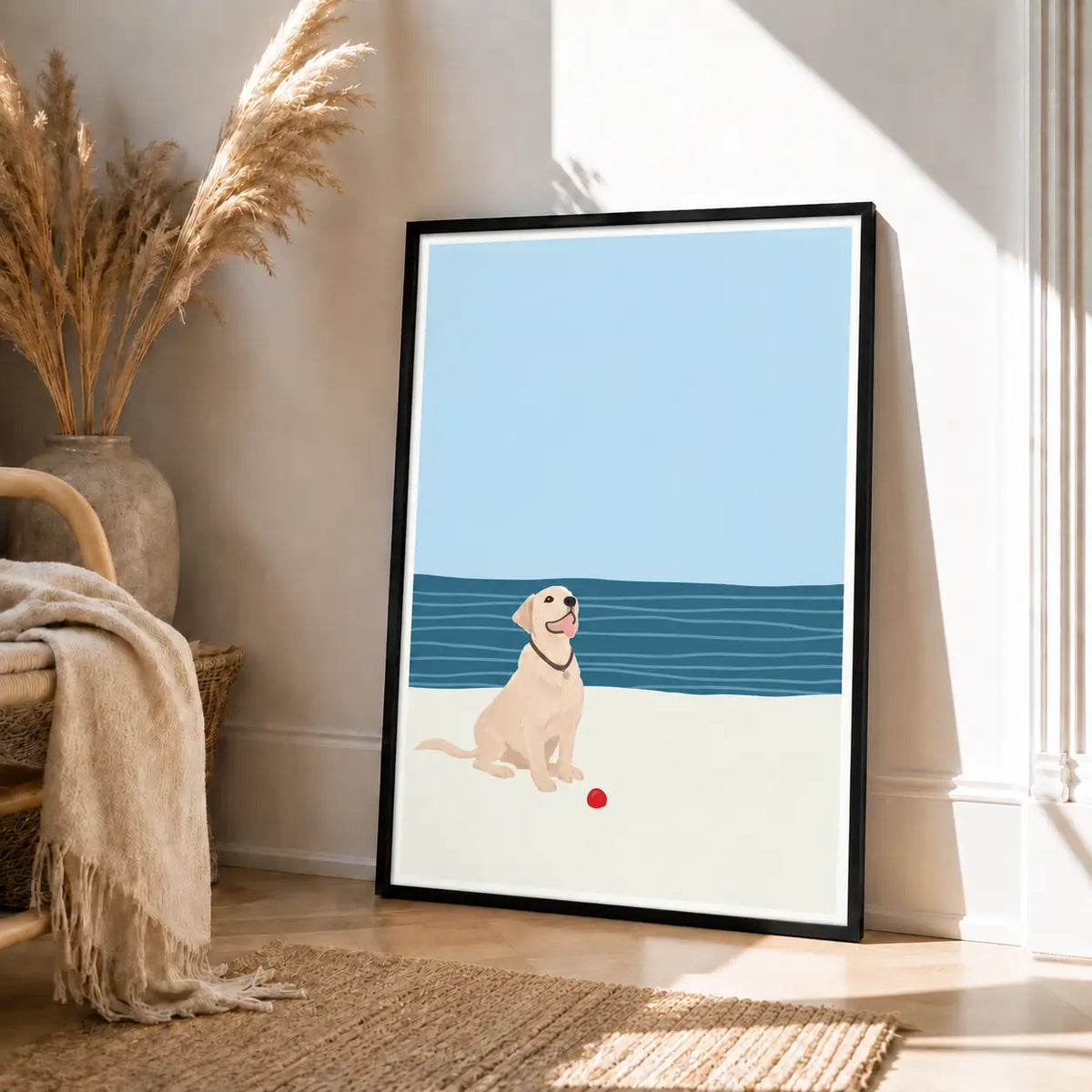 Beach Dog Minimal Illustration Wall Art 4