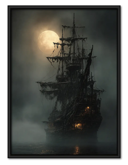 Ghost Pirate Ship Moonlight Wall Art
