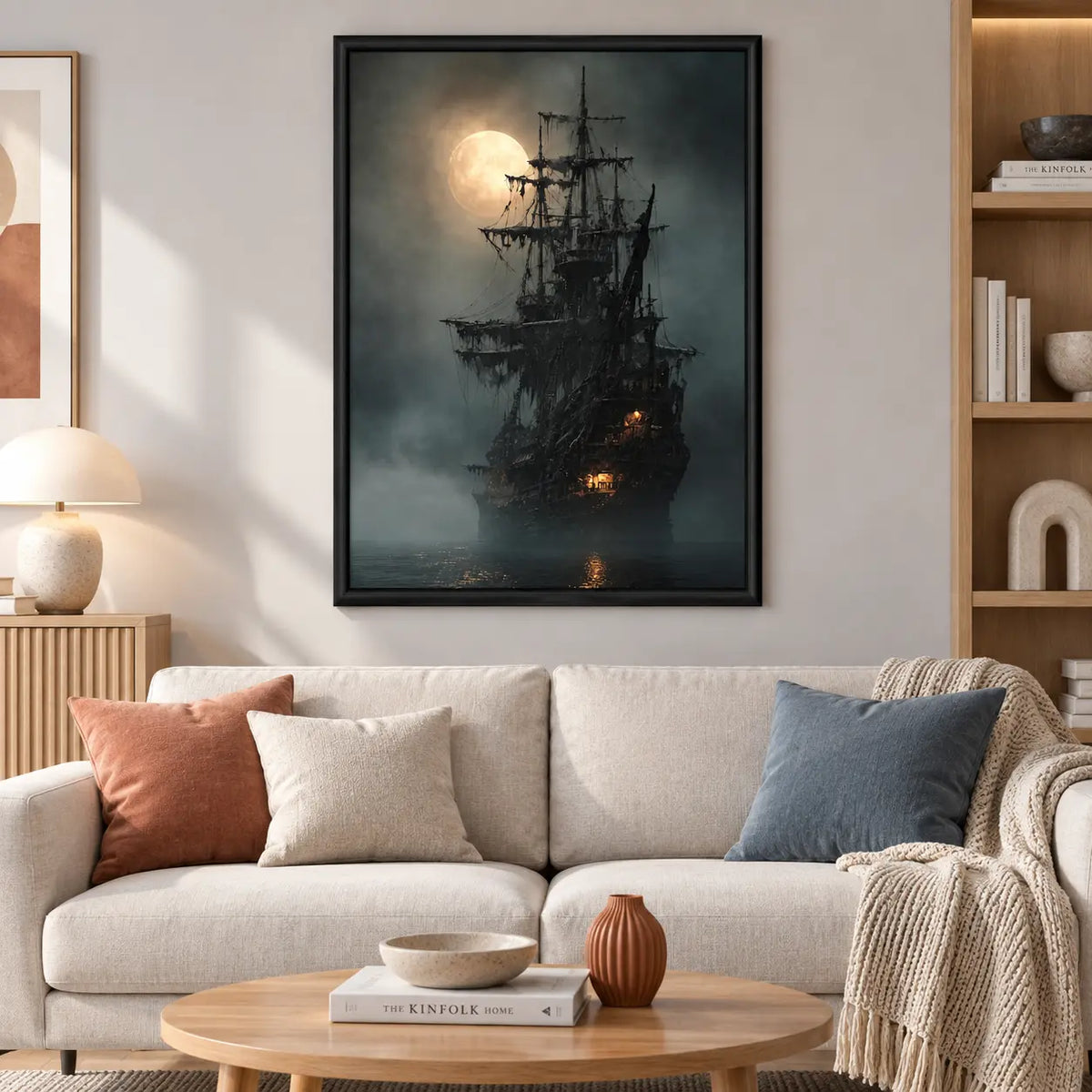 Ghost Pirate Ship Moonlight Wall Art 2
