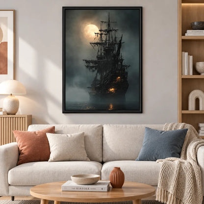 Ghost Pirate Ship Moonlight Wall Art 2