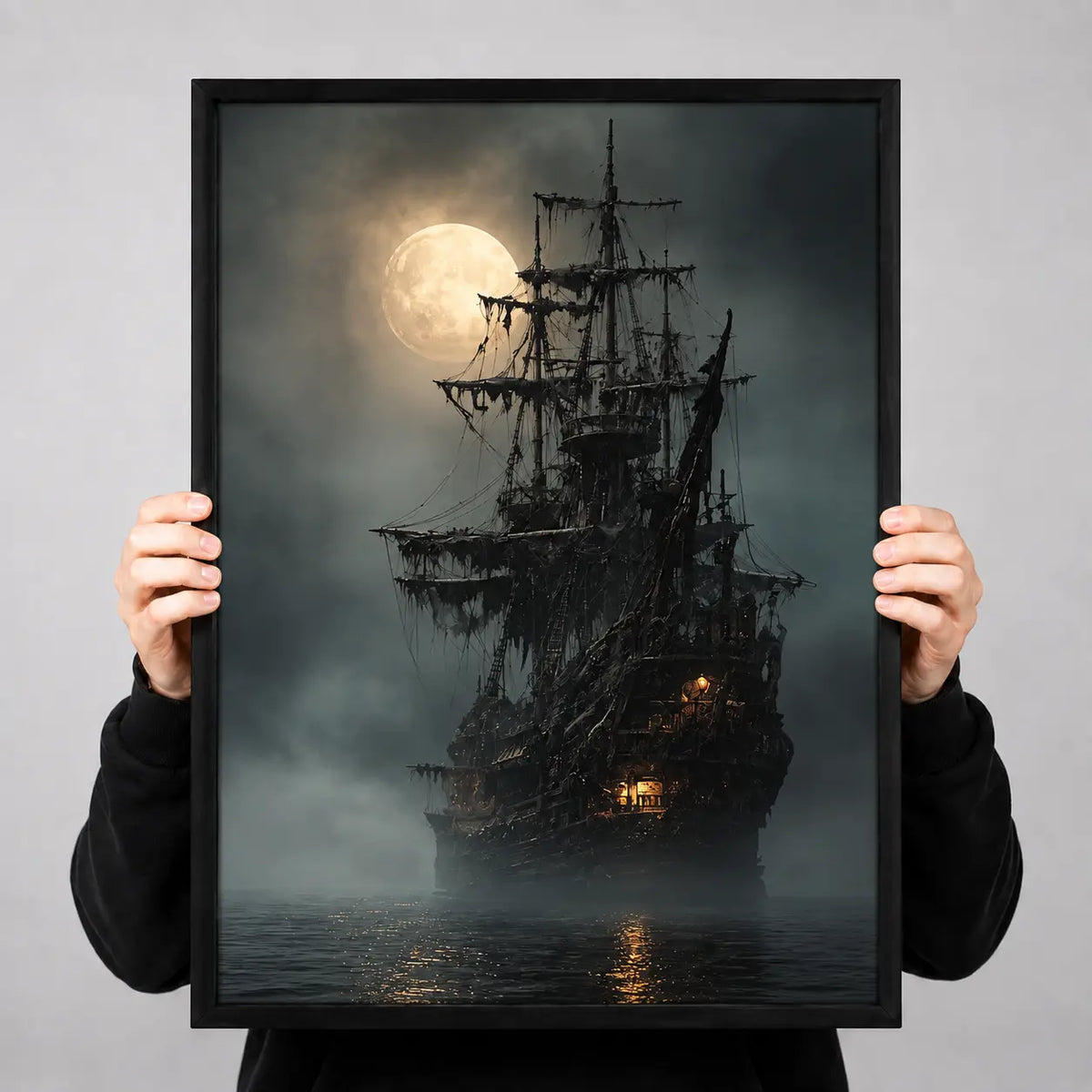 Ghost Pirate Ship Moonlight Wall Art 3