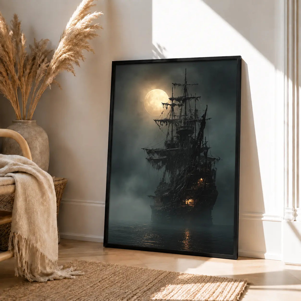 Ghost Pirate Ship Moonlight Wall Art 4