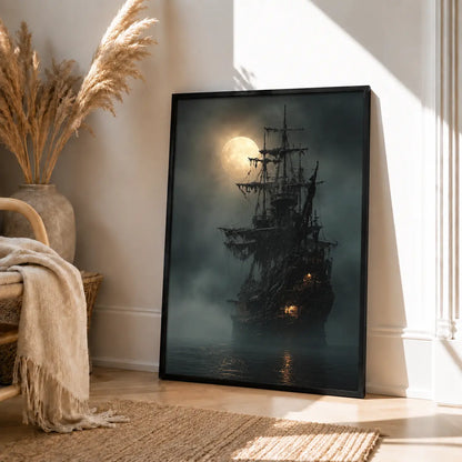 Ghost Pirate Ship Moonlight Wall Art 4