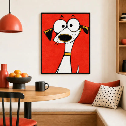 Mini Cartoon Dog in Tiny Gold Frame