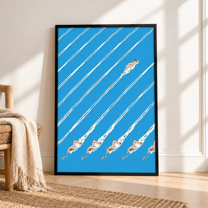 Swimmer Racing Pattern Wall Art 4