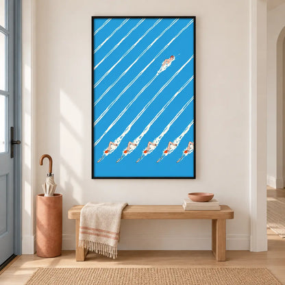 Swimmer Racing Pattern Wall Art 5