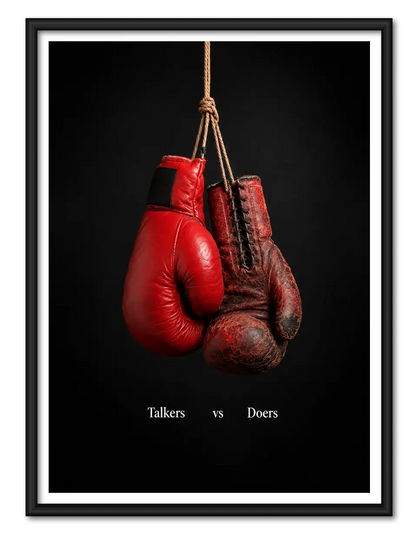 Talkers vs Doers Boxing Gloves Wall Art 1