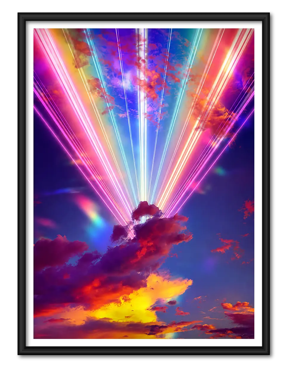 Neon Light Rays Fantasy Sky Wall Art 1