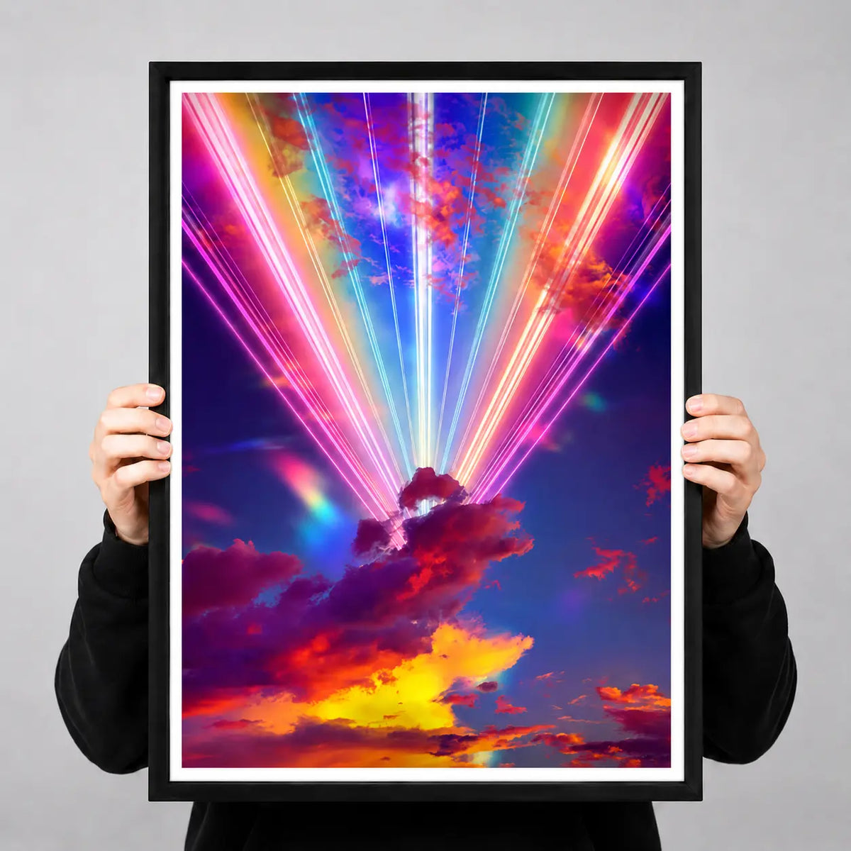 Neon Light Rays Fantasy Sky Wall Art 3