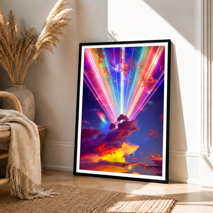Neon Light Rays Fantasy Sky Wall Art 4
