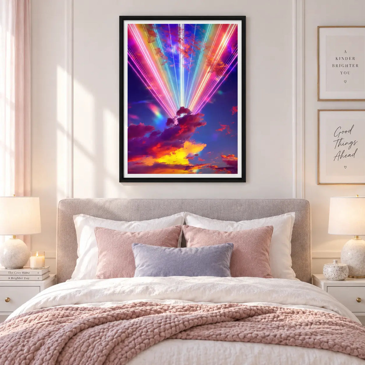 Neon Light Rays Fantasy Sky Wall Art 6