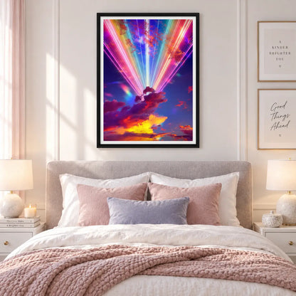 Neon Light Rays Fantasy Sky Wall Art 6