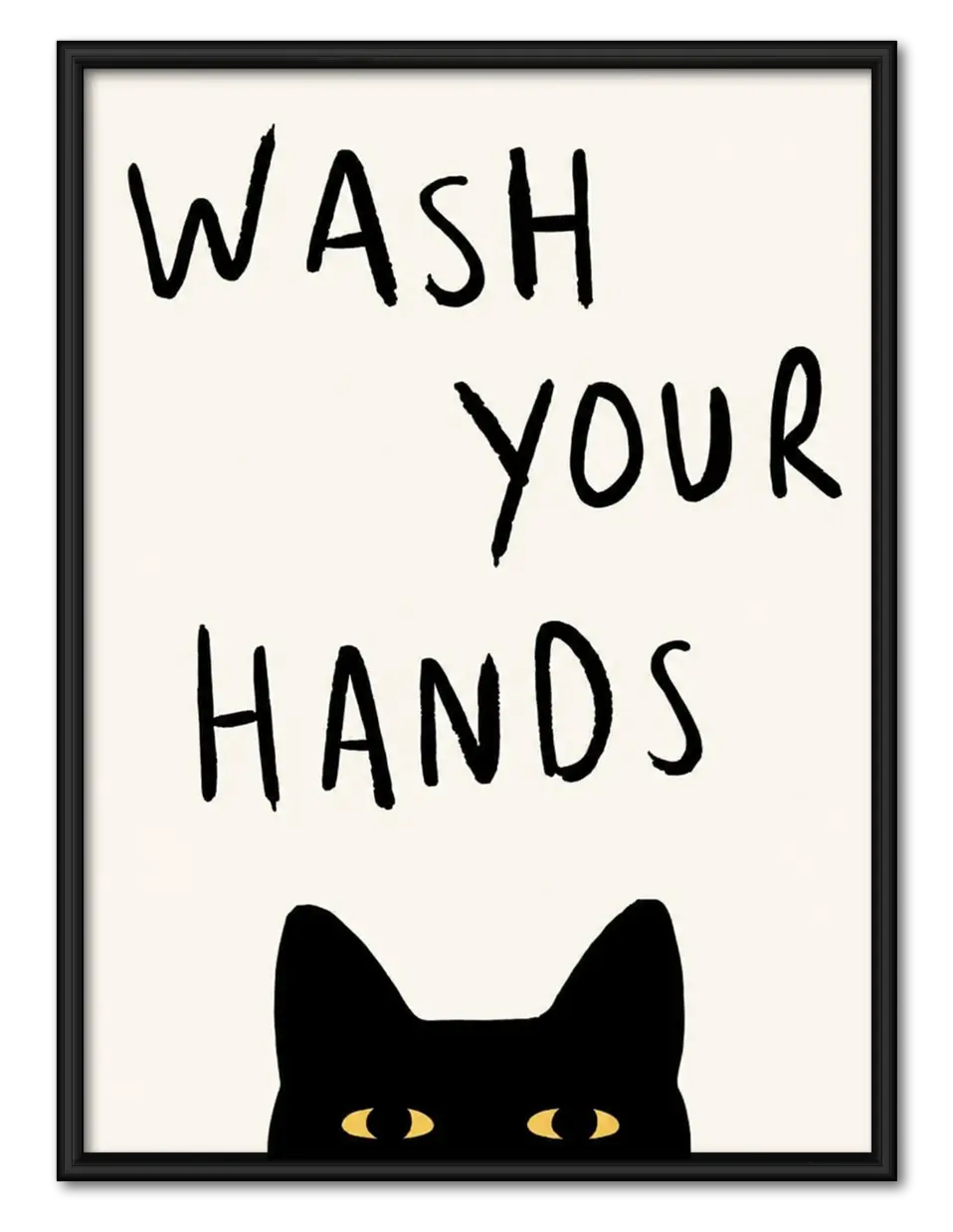 Wash Your Hands Cat Minimal Wall Art 1