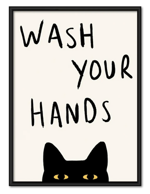 Wash Your Hands Cat Minimal Wall Art