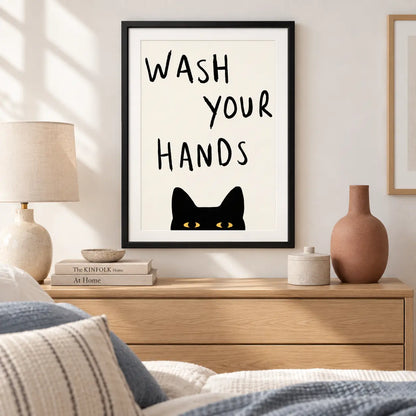 Wash Your Hands Cat Minimal Wall Art 5