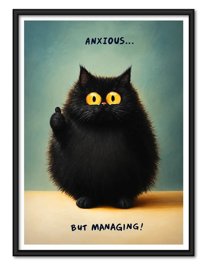 Anxious But Managing Cat Wall Art