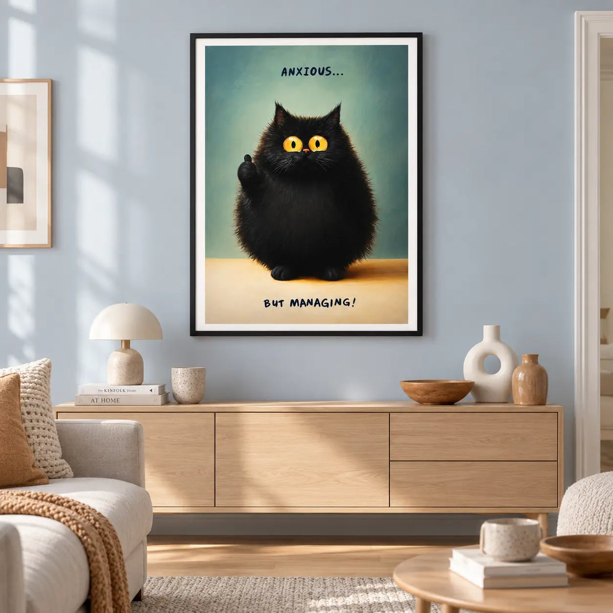 Anxious But Managing Cat Wall Art 2