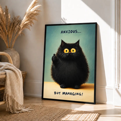 Anxious But Managing Cat Wall Art 4