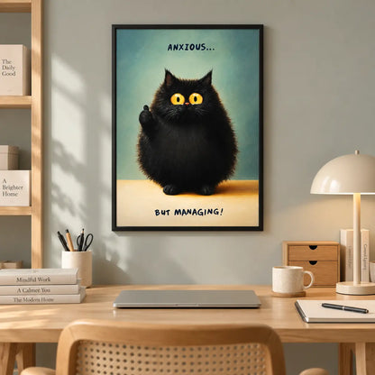 Anxious But Managing Cat Wall Art 5