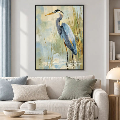 Blue Heron Wetland Painting Wall Art 2