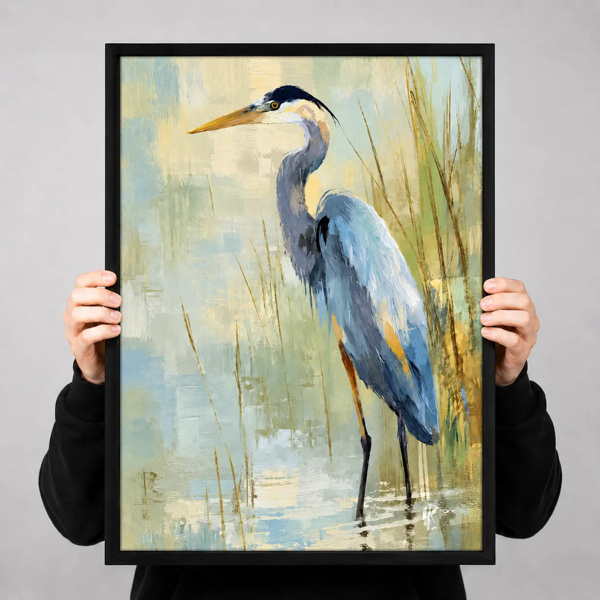 Blue Heron Wetland Painting Wall Art 3