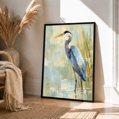 Blue Heron Wetland Painting Wall Art 4