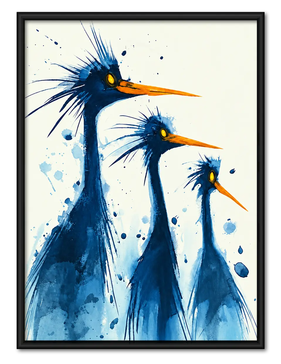 Blue Heron Trio Watercolor Wall Art 1