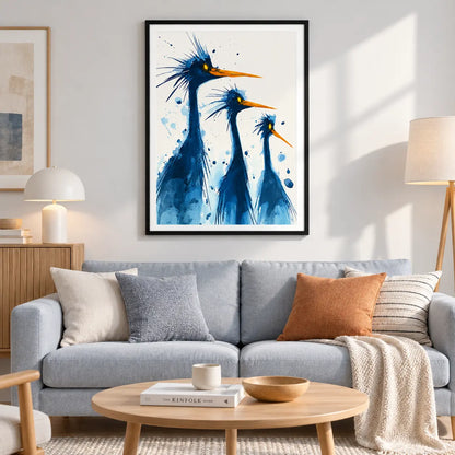 Blue Heron Trio Watercolor Wall Art 2