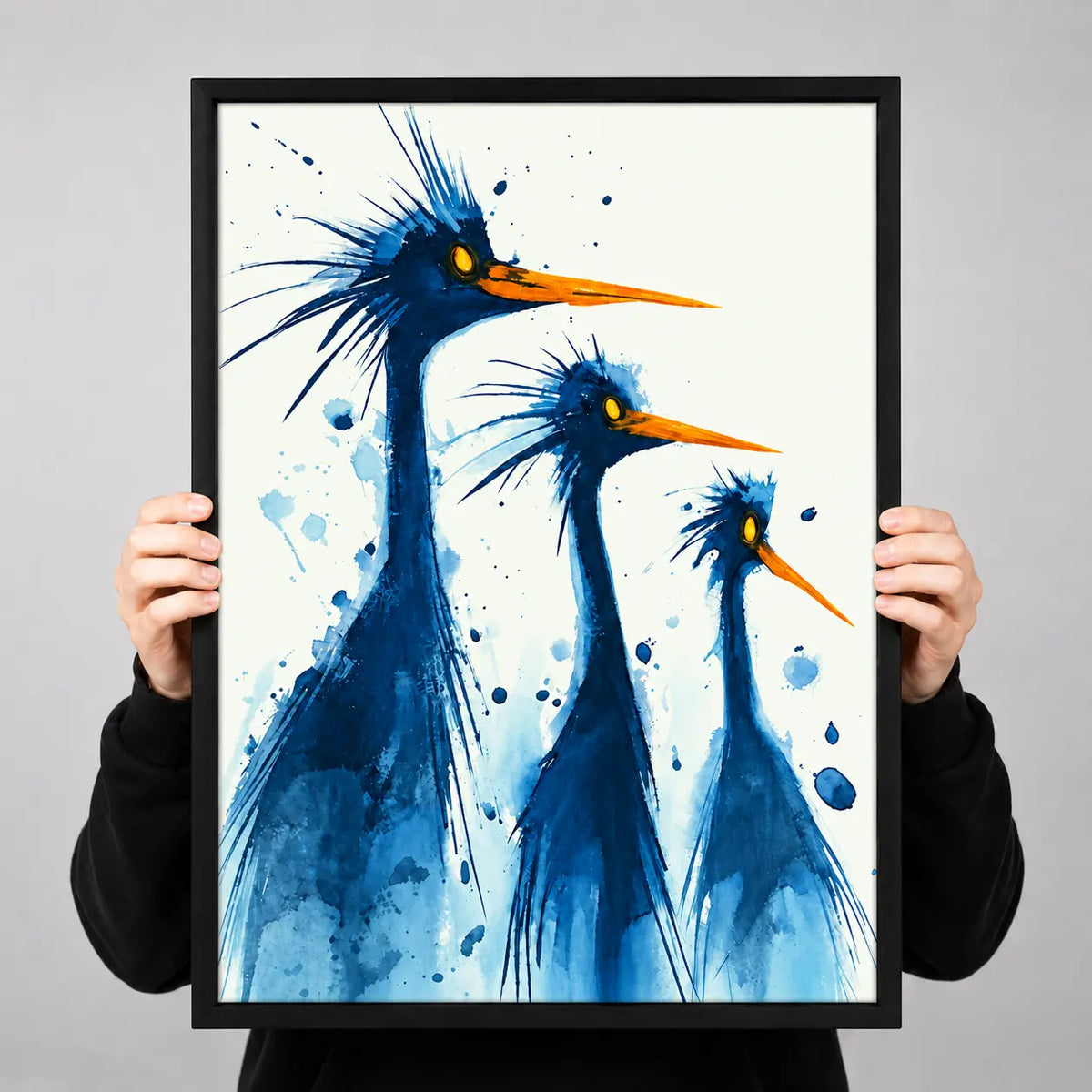 Blue Heron Trio Watercolor Wall Art 3