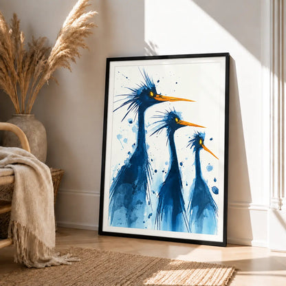 Blue Heron Trio Watercolor Wall Art 4
