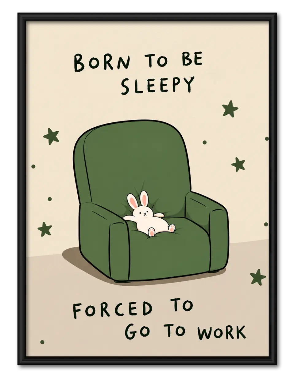 Born To Be Sleepy Bunny Chair Wall Art 1