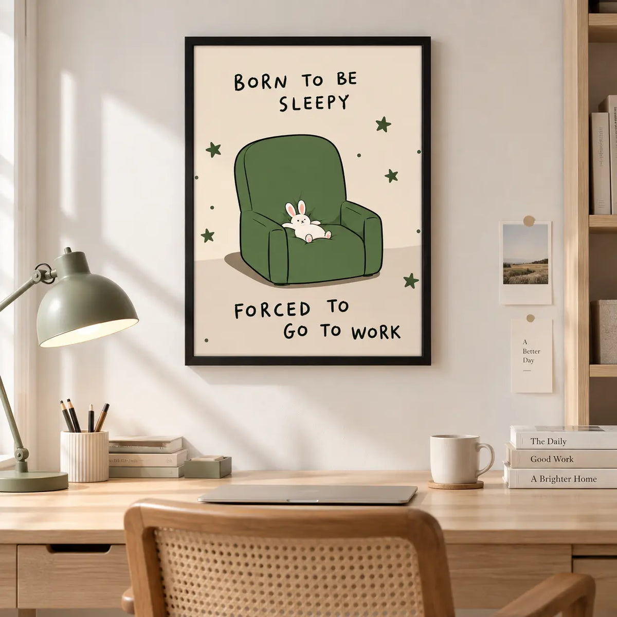 Born To Be Sleepy Bunny Chair Wall Art 2