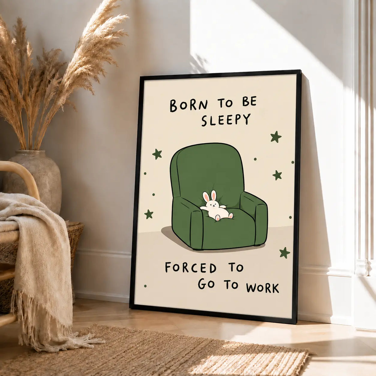 Born To Be Sleepy Bunny Chair Wall Art 4