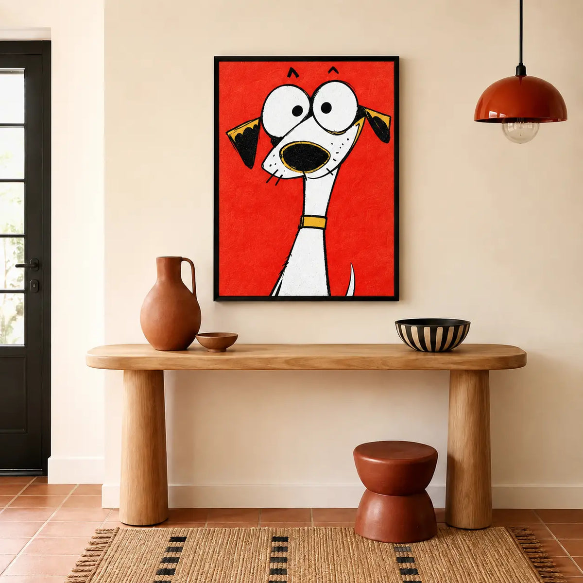 Mini Cartoon Dog in Tiny Gold Frame