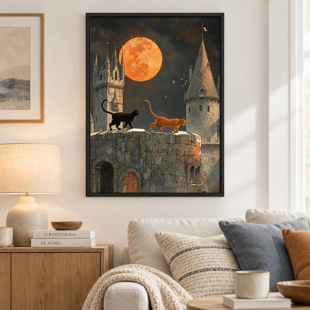 Cats Under Full Moon Castle Wall Art 5