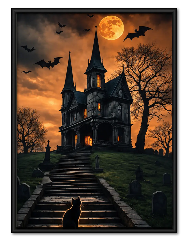 Haunted Mansion Moonlight Cat Wall Art