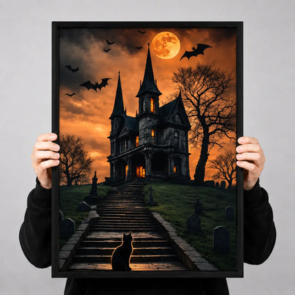 Haunted Mansion Moonlight Cat Wall Art 3
