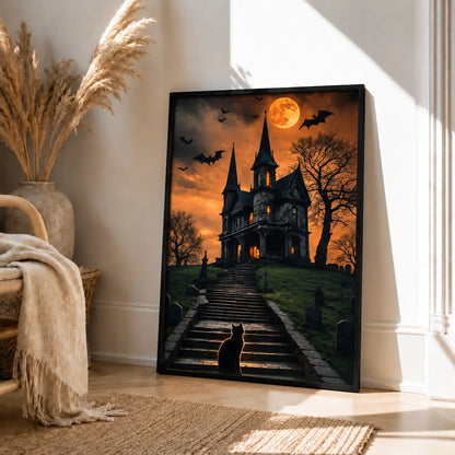 Haunted Mansion Moonlight Cat Wall Art 4