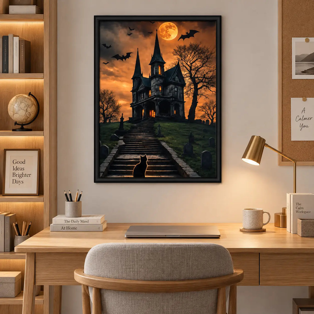Haunted Mansion Moonlight Cat Wall Art 6