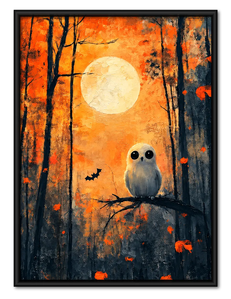 Owl Autumn Moon Forest Wall Art 1