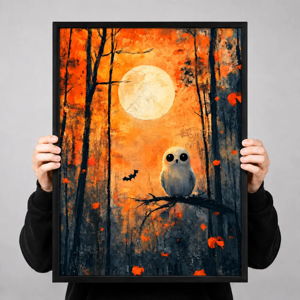 Owl Autumn Moon Forest Wall Art 3